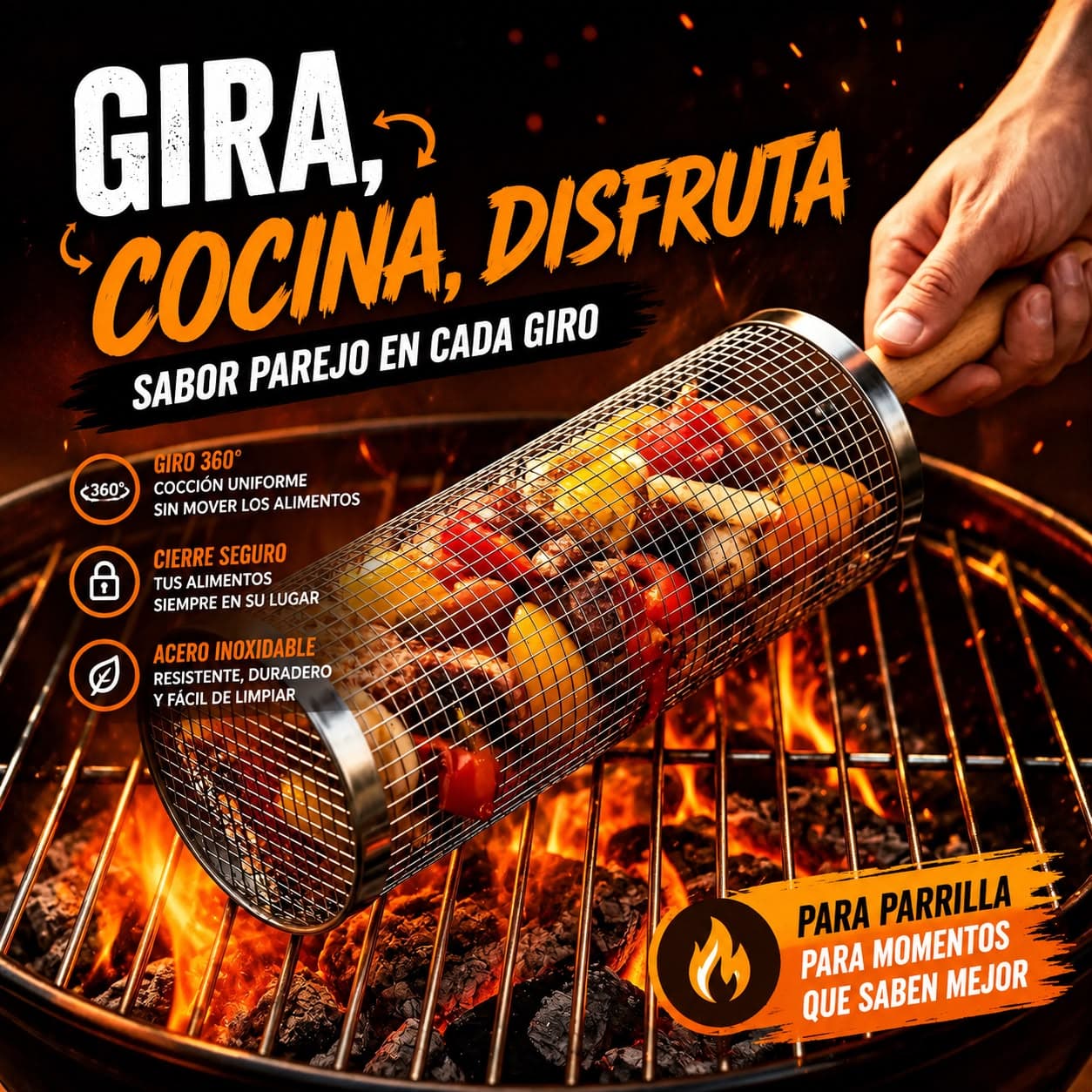 Kit parrillas cilindricas para asados