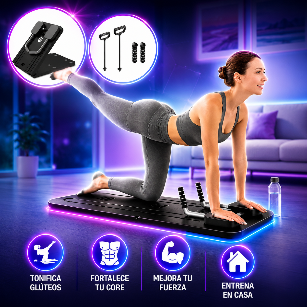 Tabla Pilates y Push up Con Elasticos