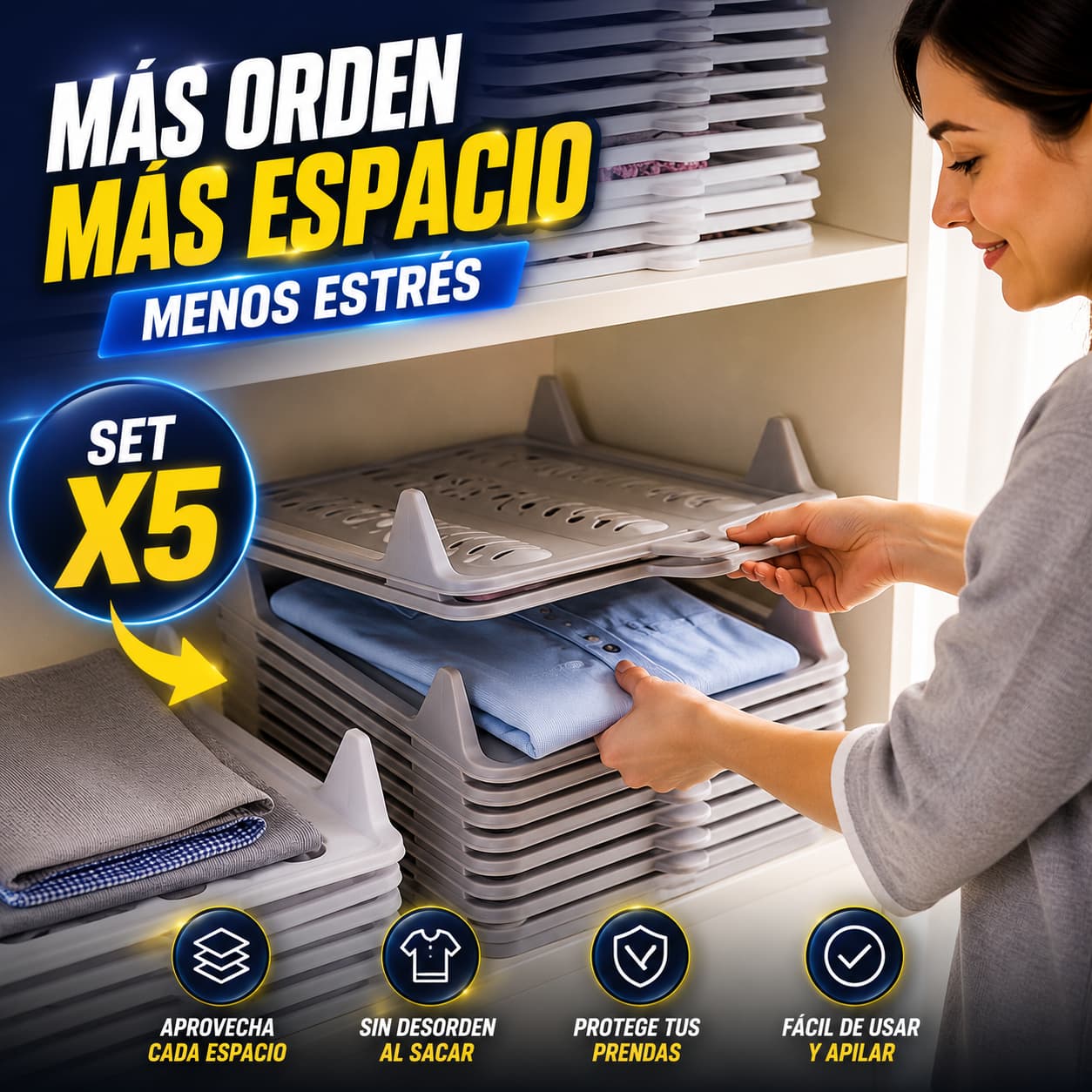 ORGANIZADOR DE CAMISAS SET X 5