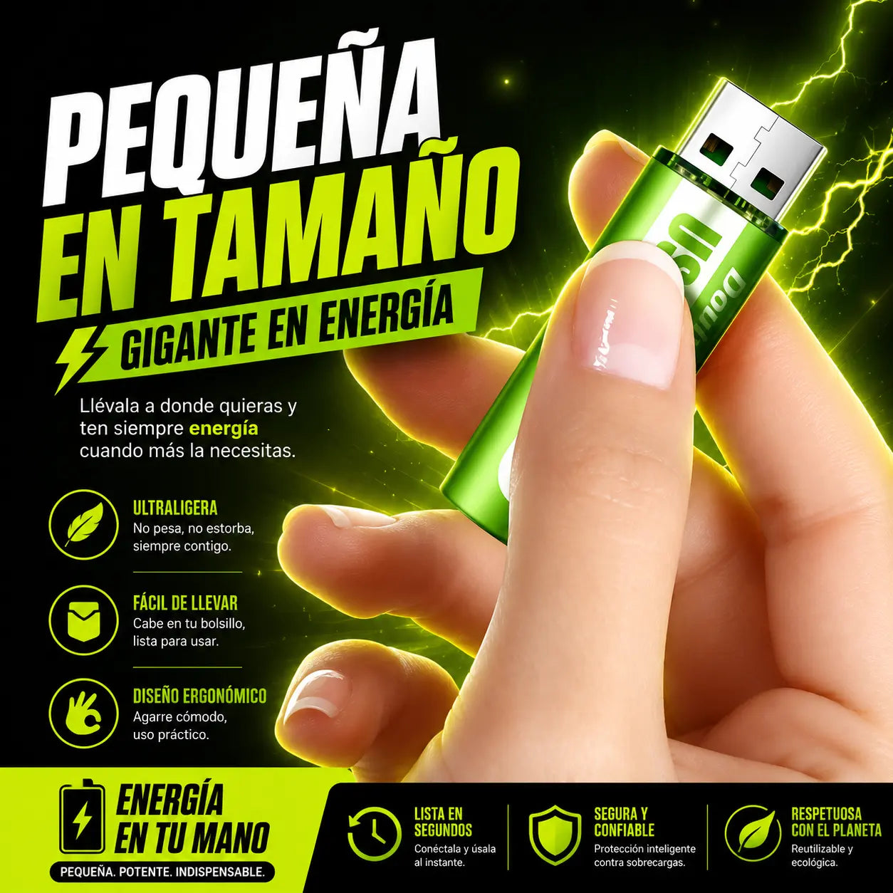 Pilas Recargables USB Batería pack x2