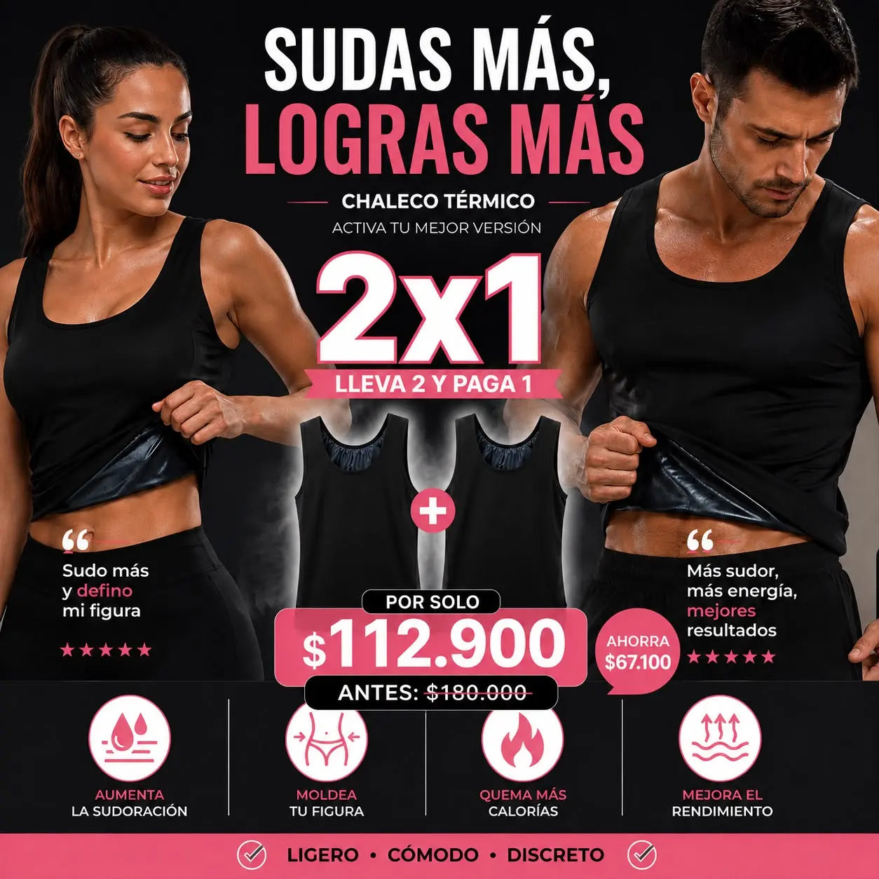 Faja Chaleco Termico Reductor pack 2x1