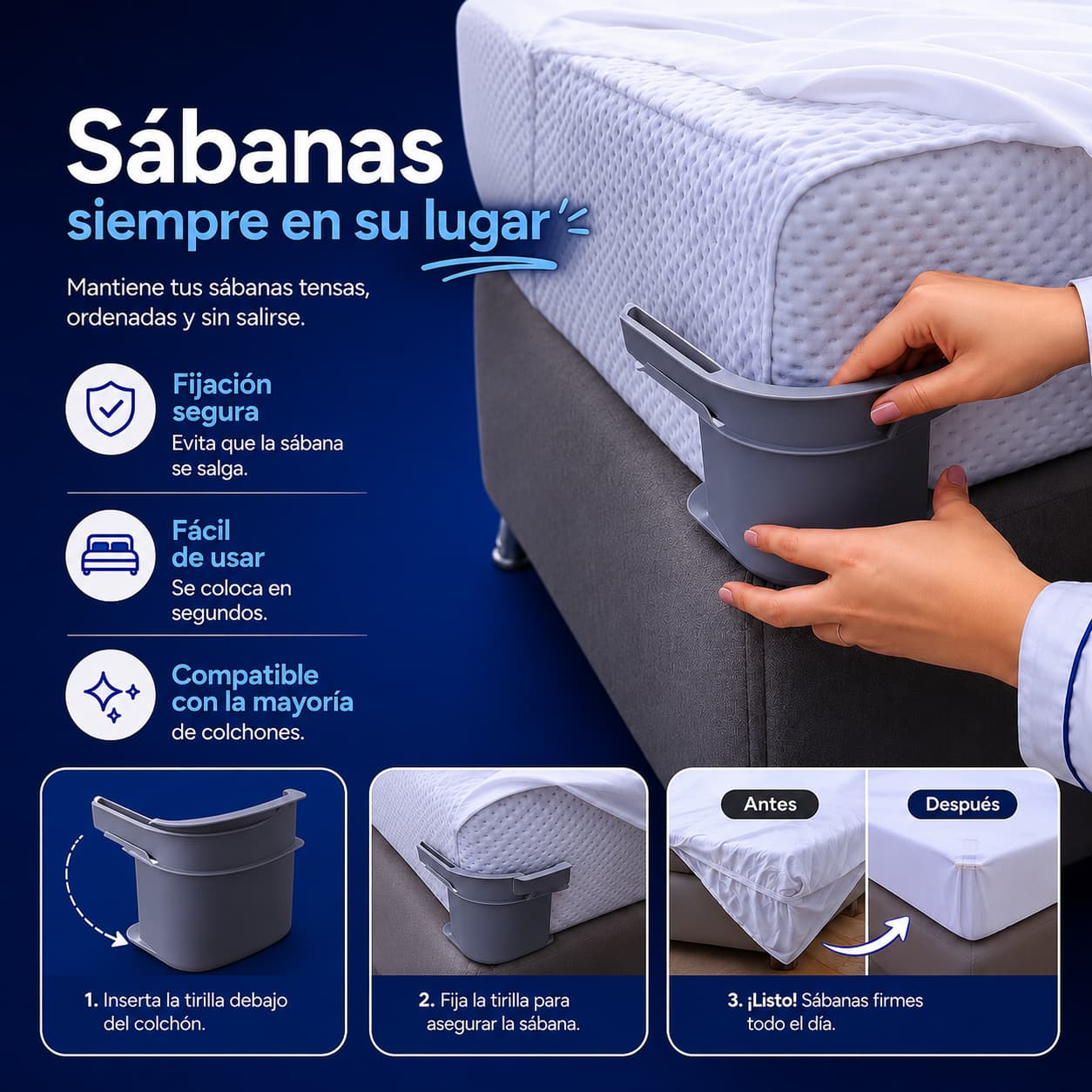 SUJETADOR DE SABANAS Set x 4