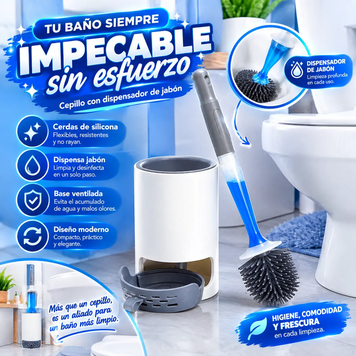 Cepillo inodoro con dispensador de jabón