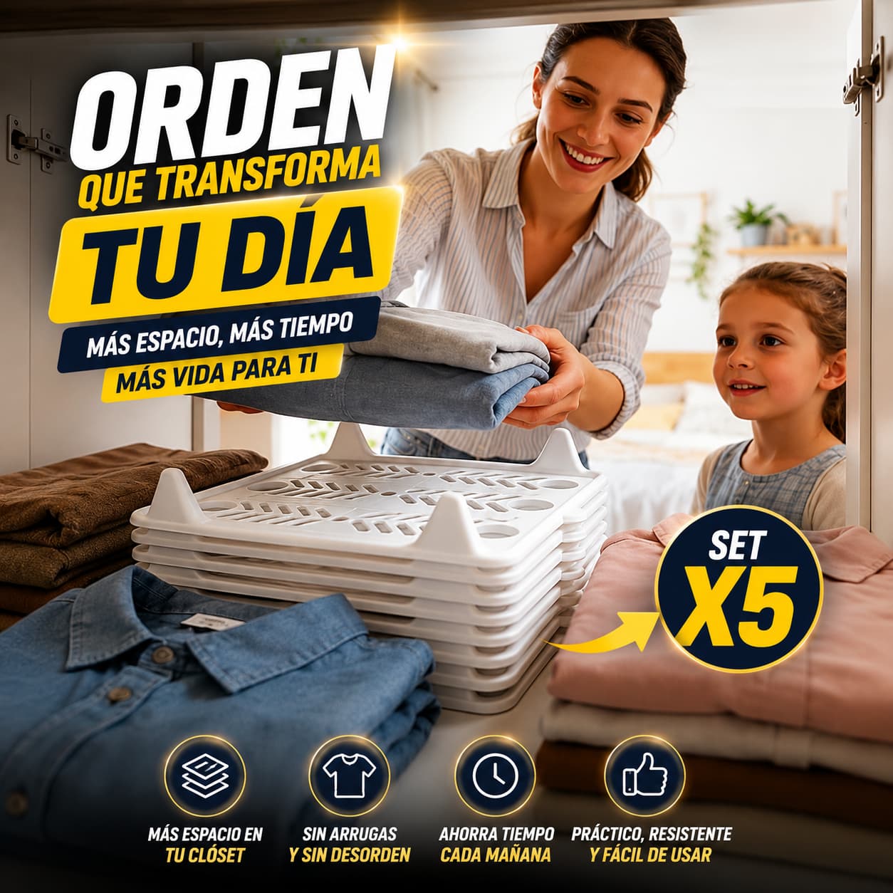 ORGANIZADOR DE CAMISAS SET X 5