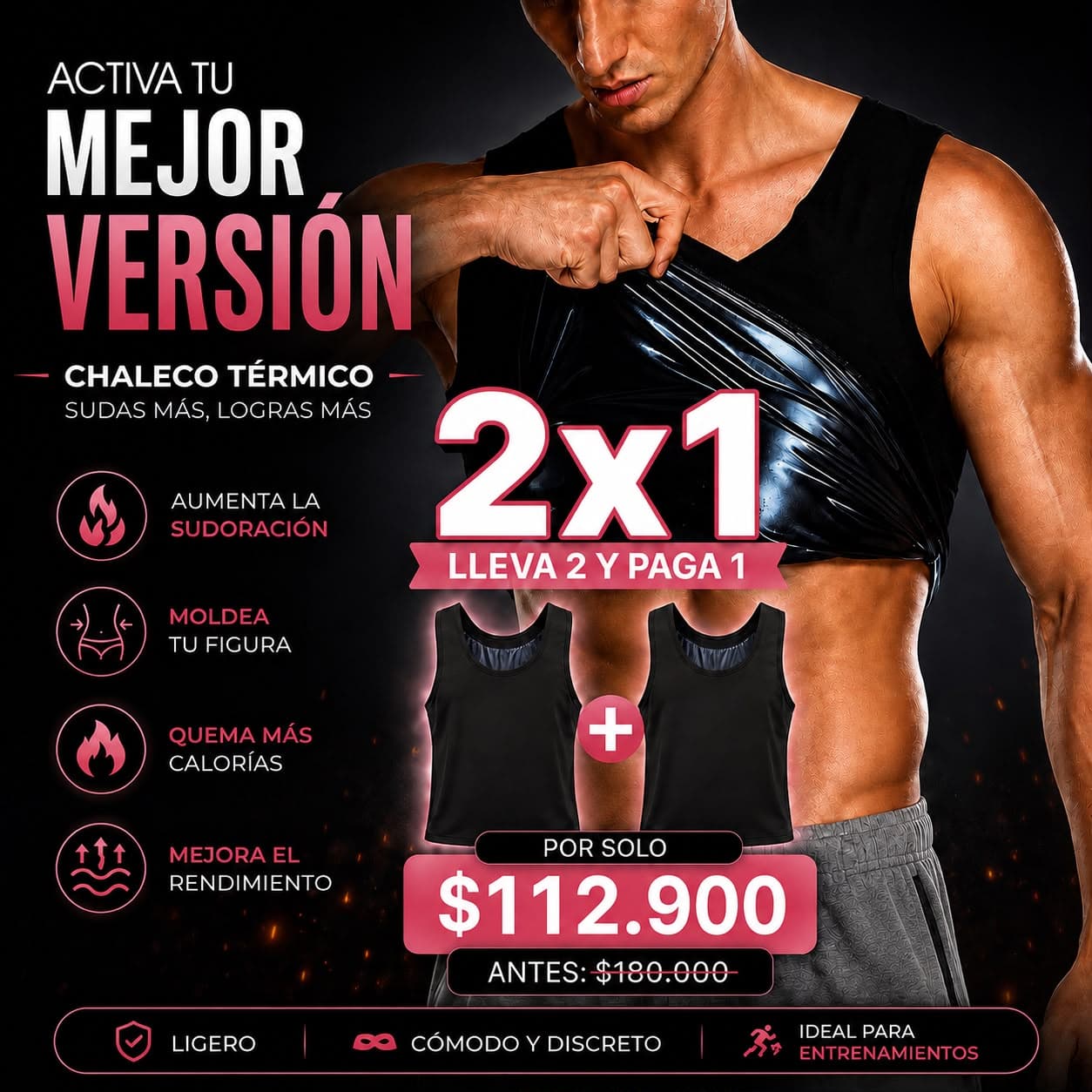 Faja Chaleco Termico Reductor pack 2x1