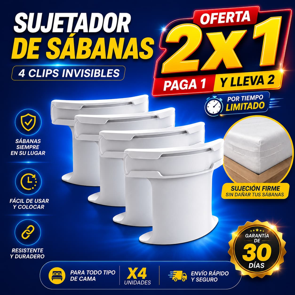 SUJETADOR DE SABANAS Set x 4