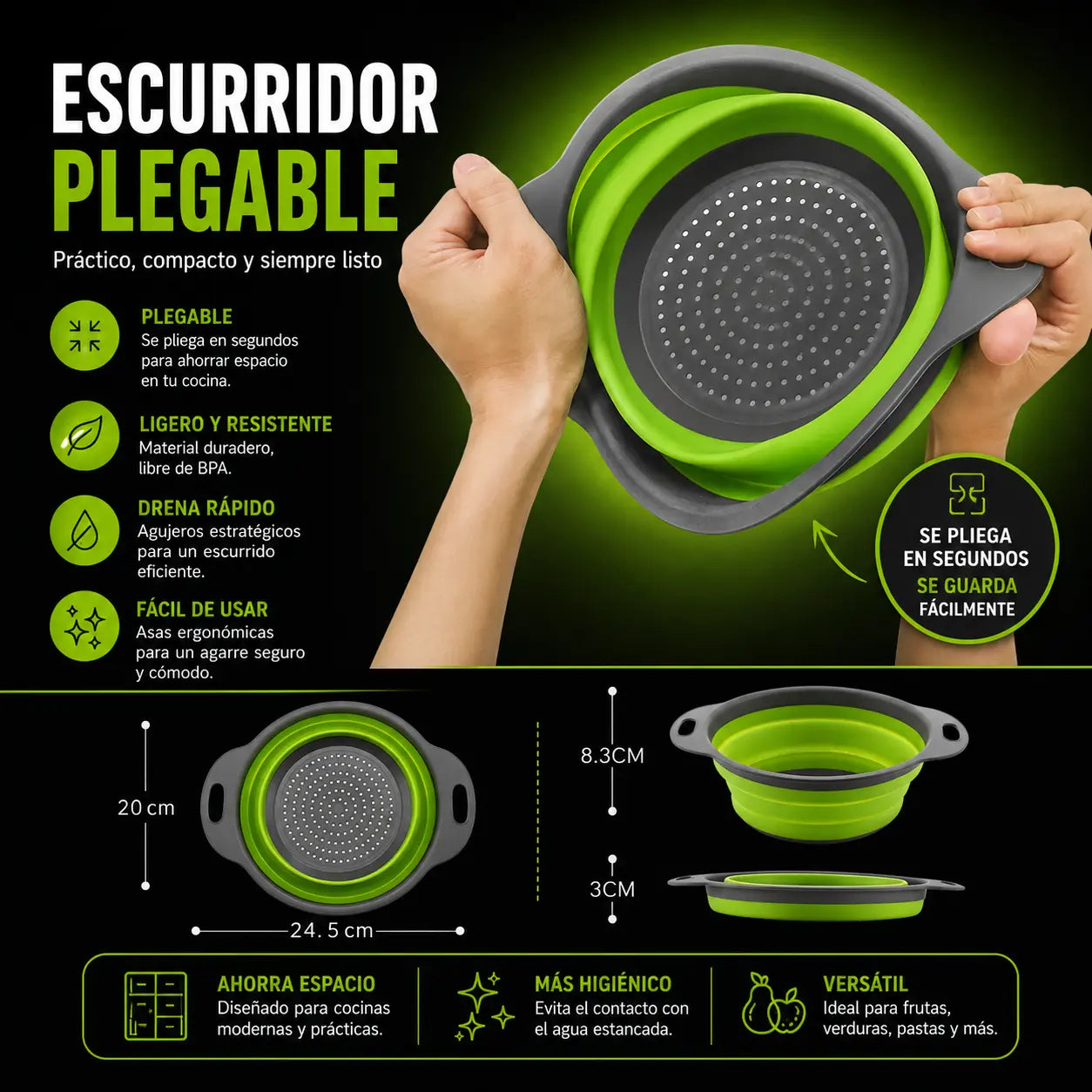 Colador Escurridor Plegable Expandible