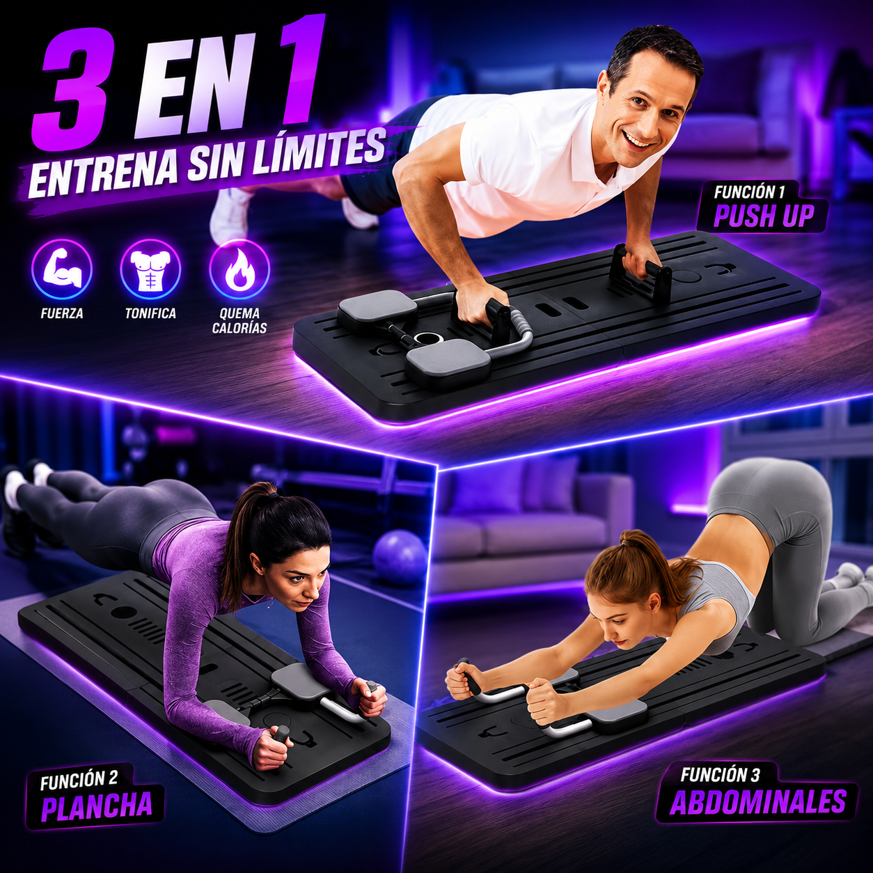 Tabla Pilates y Push up Con Elasticos
