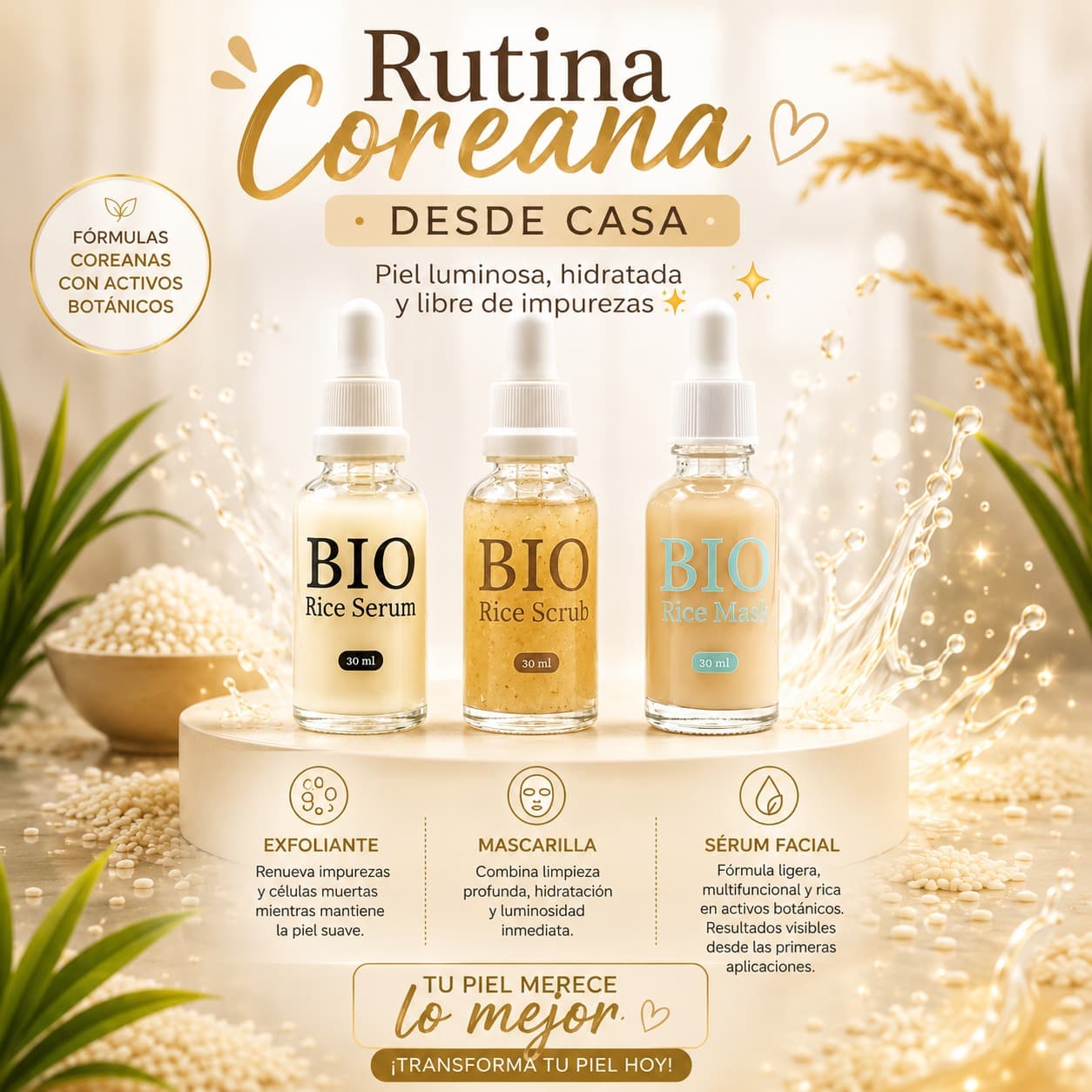 Kit x 3 BIO Rice Mascarilla Coreana