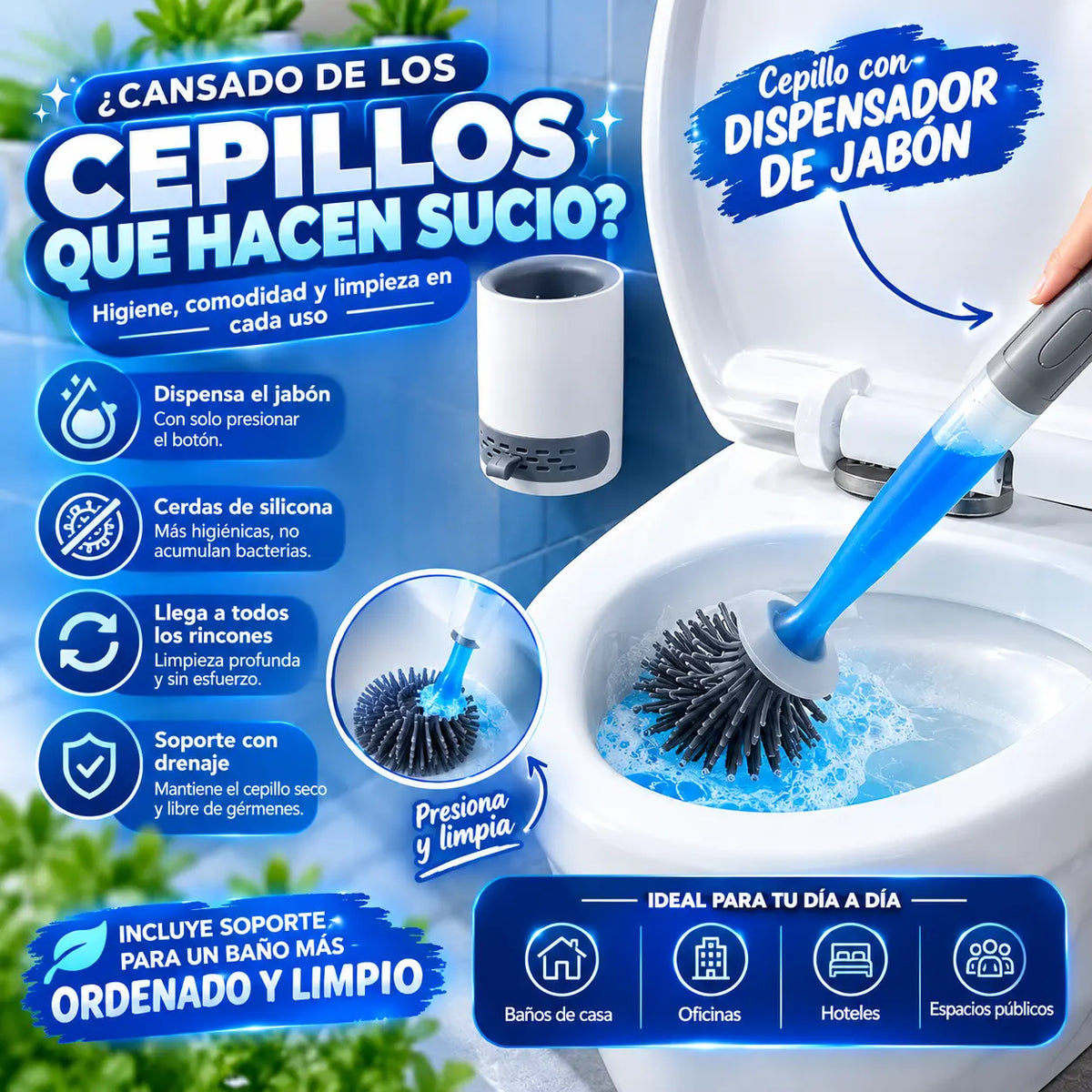 Cepillo inodoro con dispensador de jabón