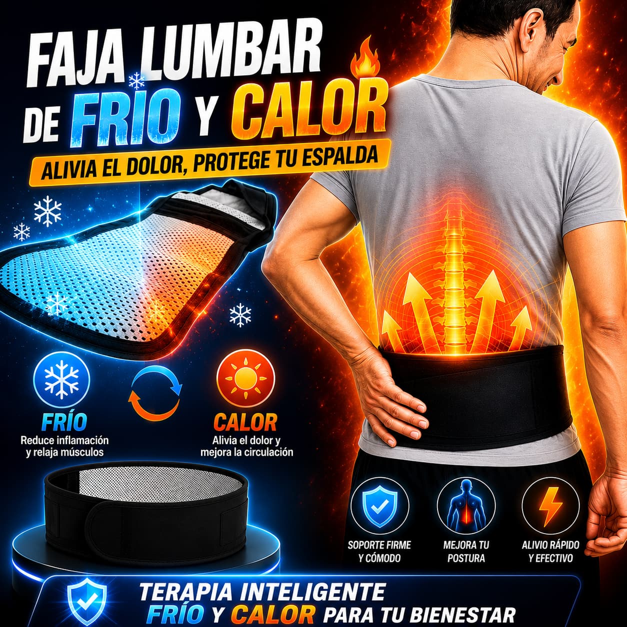 Faja Lumbar Con Terapia De Frio Y Calor