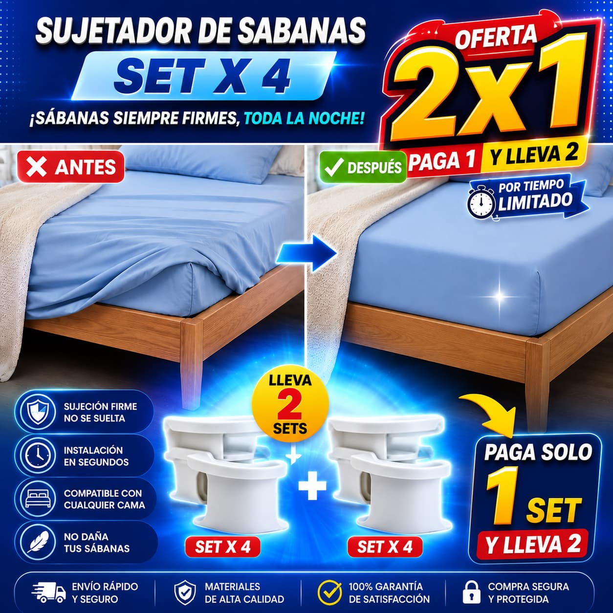 SUJETADOR DE SABANAS Set x 4